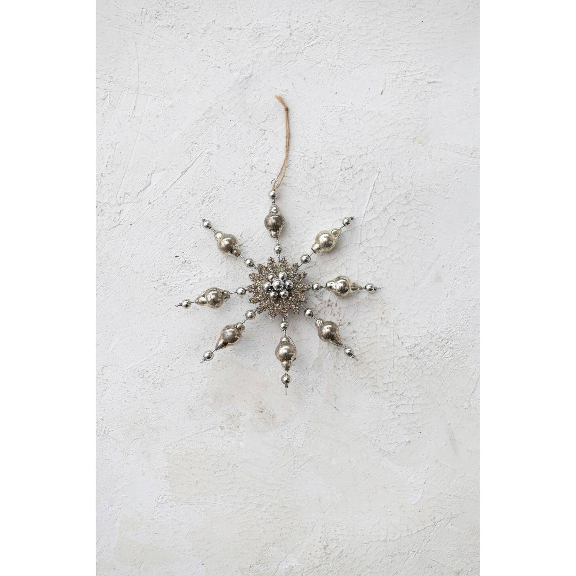 Hello Honey® 7" Silver Glass Snowflake Ornament